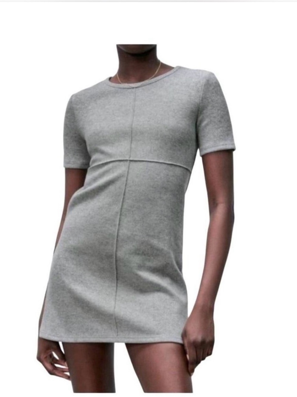 Zara Heather Grey Short Sleeve Mod Knit Mini Dress